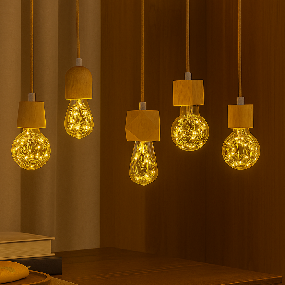 Elmora – Suspension en bois faite main avec une lueur chaleureuse naturelle et un charme intemporel