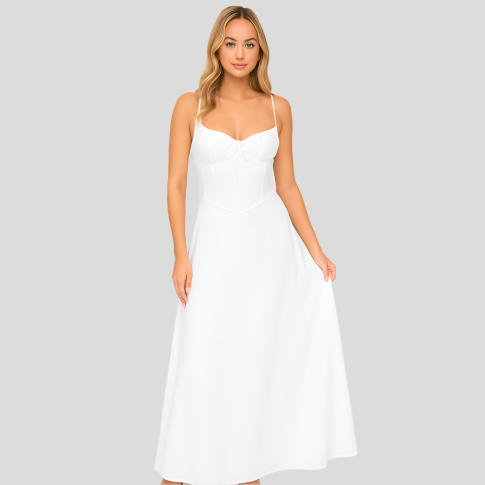 Elara – Robe maxi élégante portefeuille à bretelles spaghetti