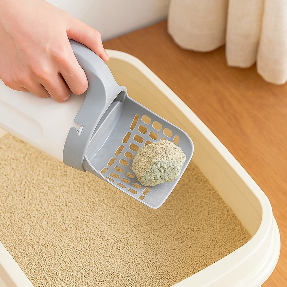 PurrScoop – Litière autonettoyante avec distributeur intégré pour sacs à déjections