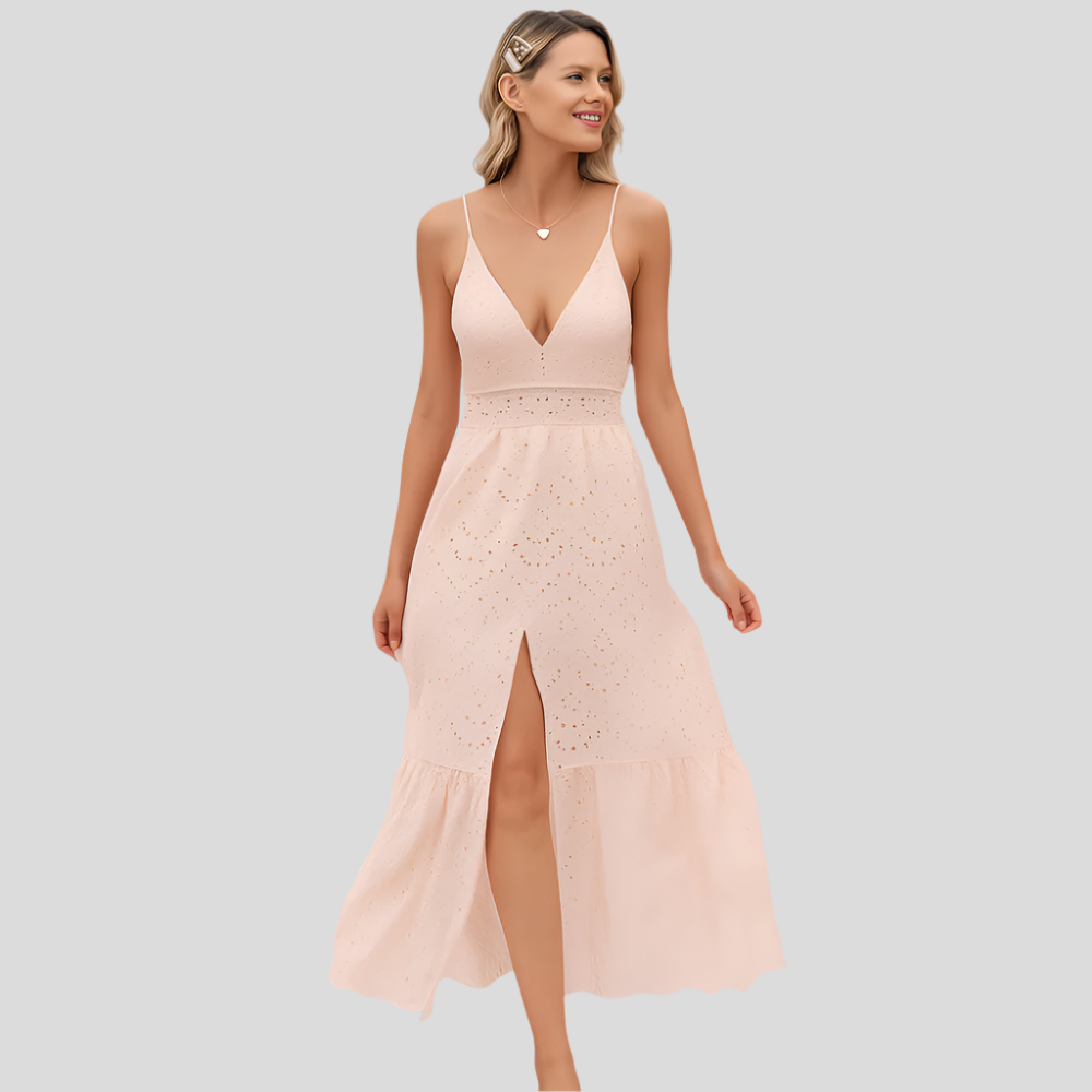 Amélie - Robe d'été élégante en laine avec fines bretelles
