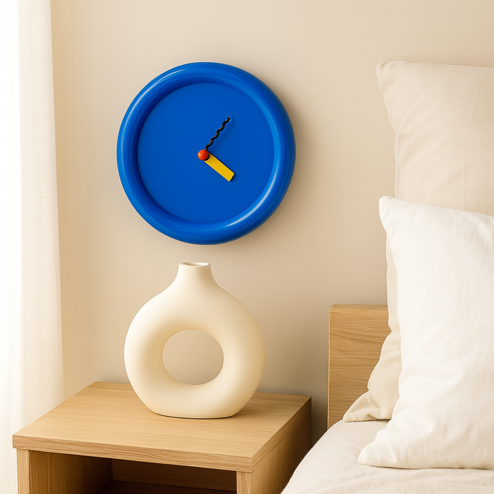 TimePop – Horloge géométrique colorée dans le style Memphis avec un design artistique audacieux