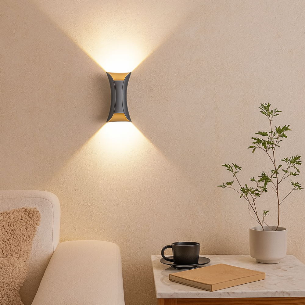 Luno - Applique à LED extérieure à bordure en bois