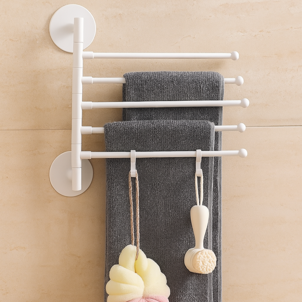 FlexiRack – Étagère murale pivotante pliable et porte-serviettes