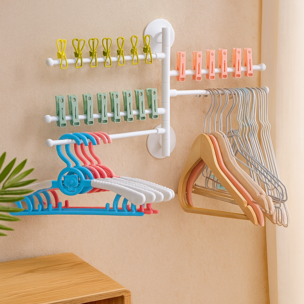 FlexiRack – Étagère murale pivotante pliable et porte-serviettes