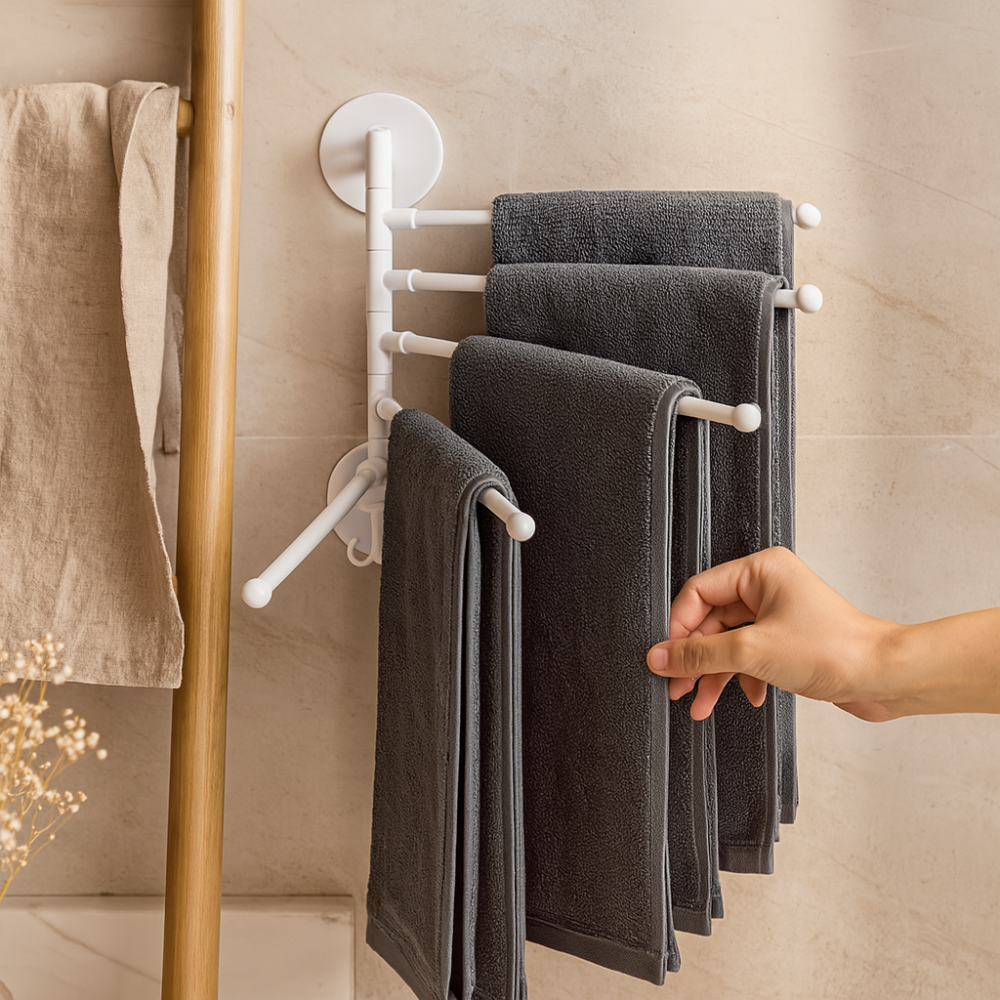 FlexiRack – Étagère murale pivotante pliable et porte-serviettes