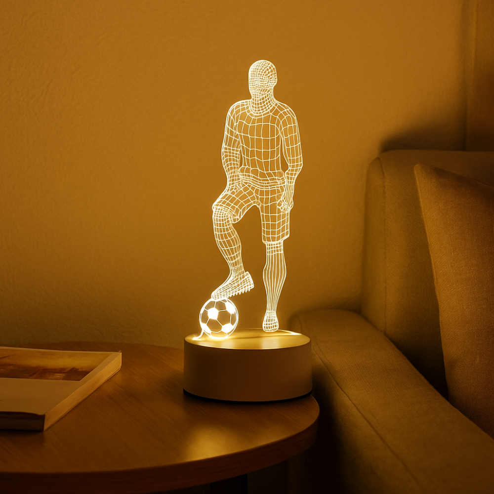 Lampe de table LED pour joueur de football StrikerLite 3D – Illusion lumineuse sportive pour la décoration