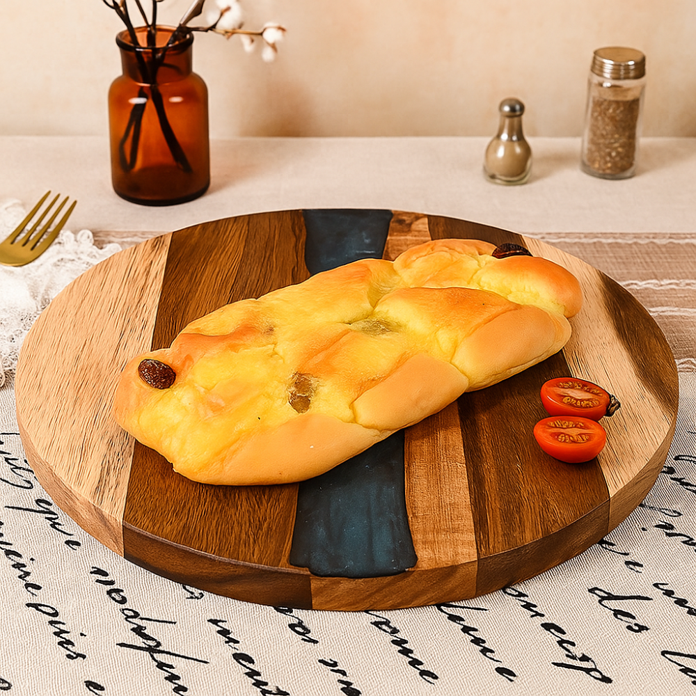 Planche à découper ronde en bois d'acacia – Plateforme de cuisine polyvalente pour steak, collations et plus