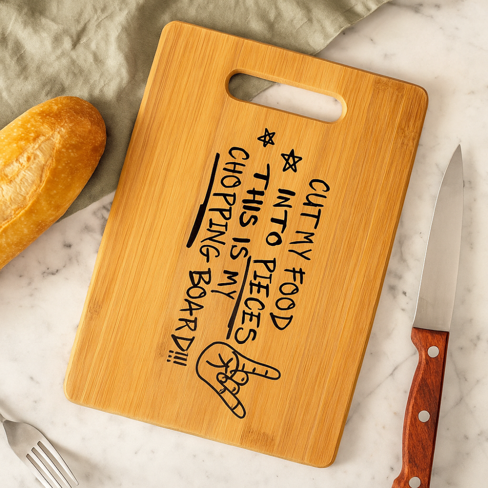Planche à découper en bambou gravée – Décoration de cuisine humoristique et cadeau