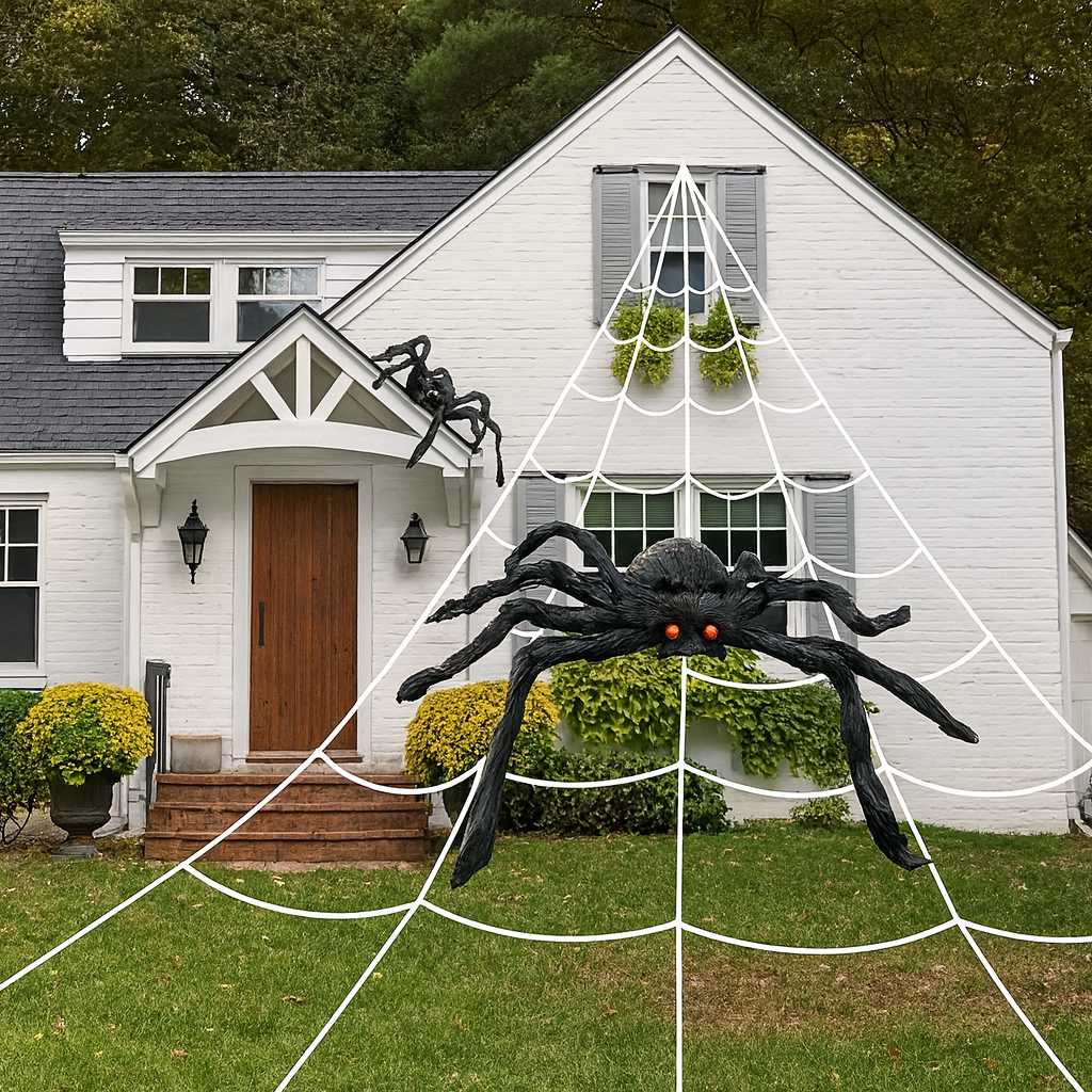 Toile d'araignée géante DarkWeave 16 ft – Décoration extérieure d'Halloween pour jardin et patio