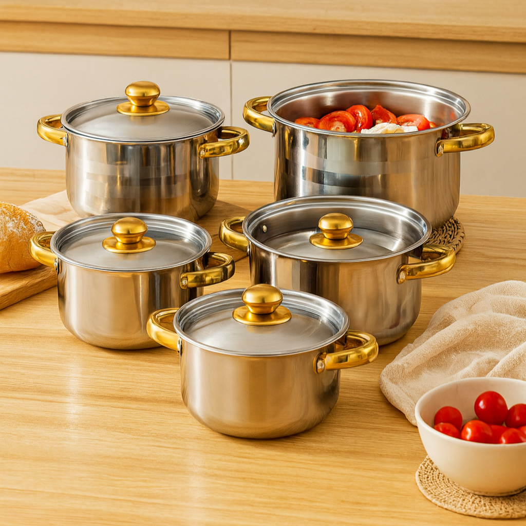 Lucien | Ensemble de 5 casseroles en acier inoxydable antiadhésif