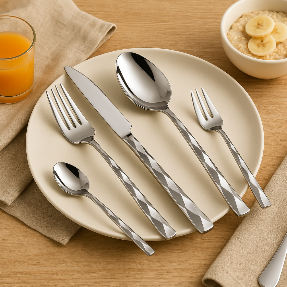Clara | Ensemble de vaisselle élégante de 30 pièces en acier inoxydable