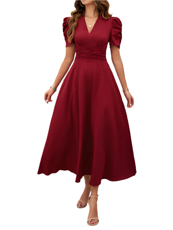 Robe midi Lady Cocktail à manches bouffantes