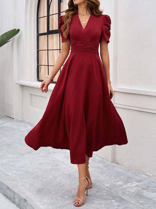 Robe midi Lady Cocktail à manches bouffantes