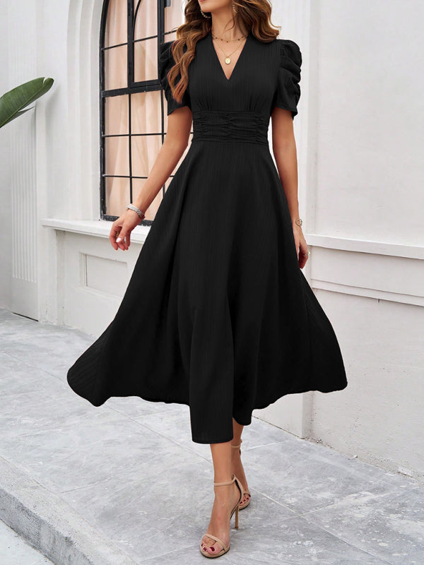 Robe midi Lady Cocktail à manches bouffantes