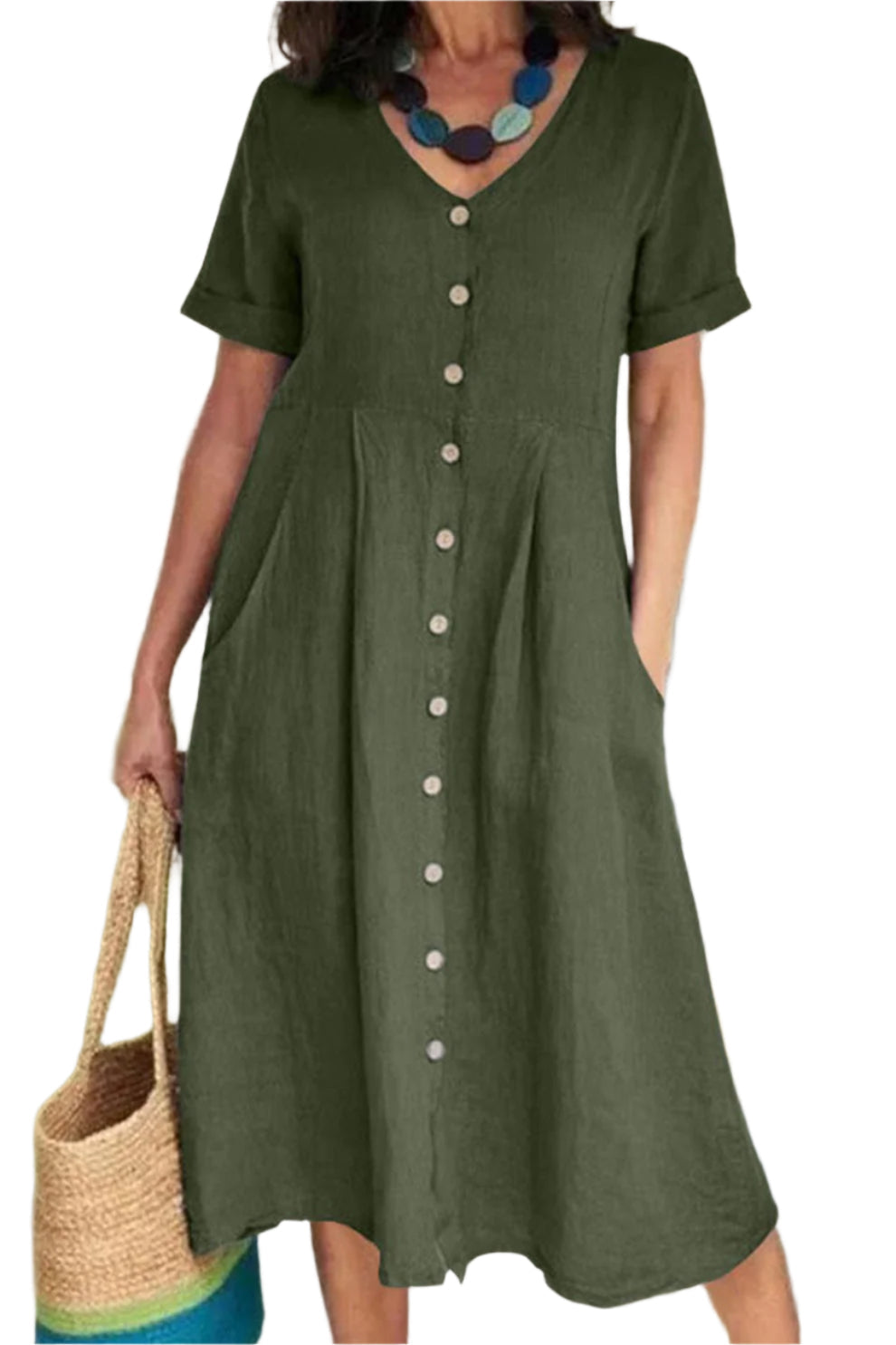 Robes midi à manches courtes pour femmes