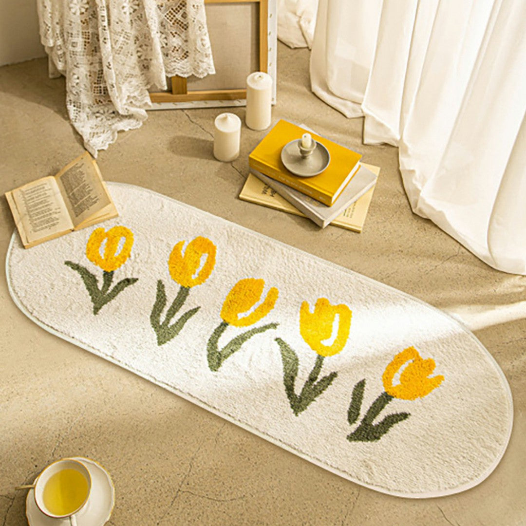 BlossomHaven - Tapis ovale élégant avec charme floral pour tout espace