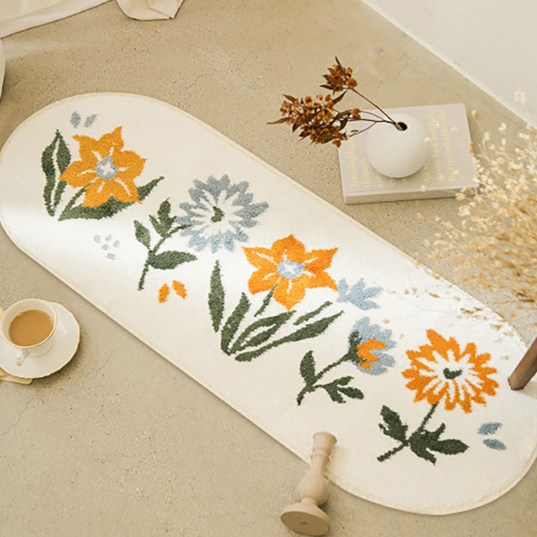 BlossomHaven - Tapis ovale élégant avec charme floral pour tout espace