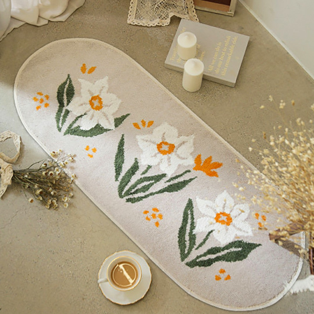 BlossomHaven - Tapis ovale élégant avec charme floral pour tout espace