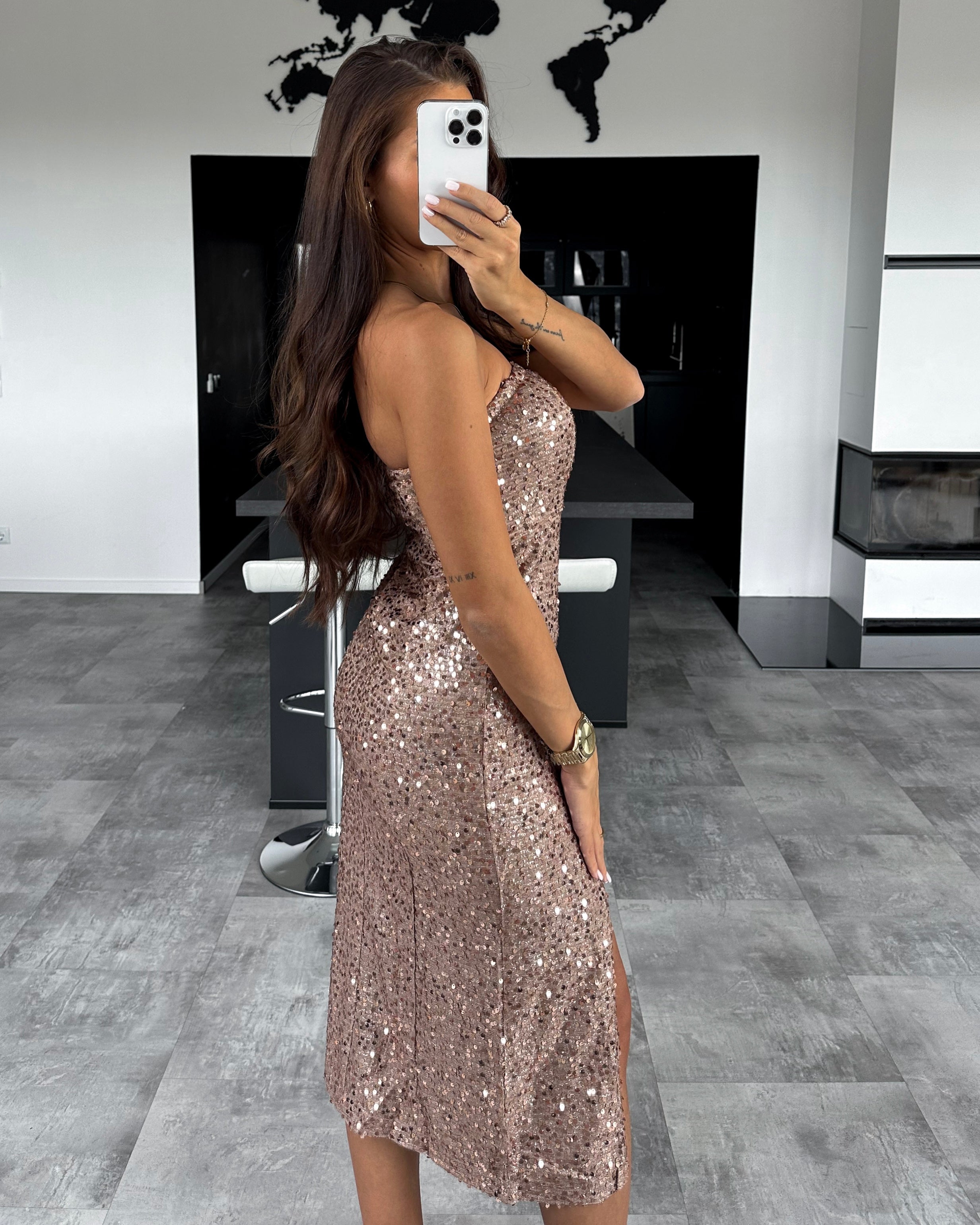 Robe en sequins champagne Liva
