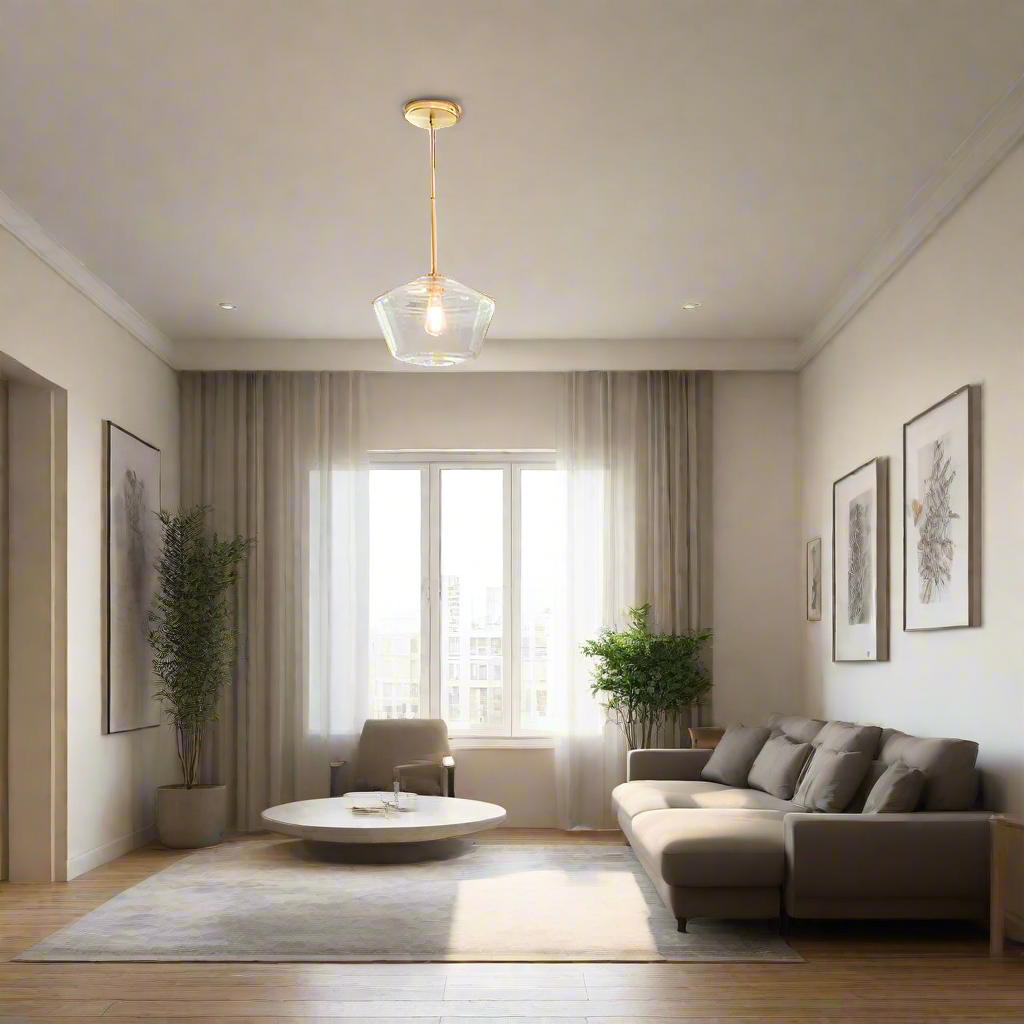 LumaGlow - Pendentif élégant en verre clair avec finition en laiton