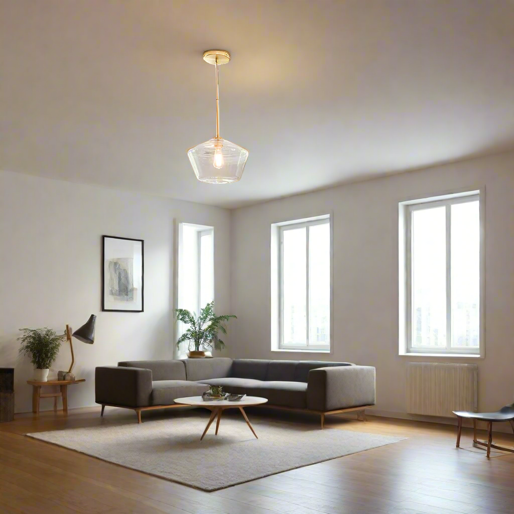 LumaGlow - Pendentif élégant en verre clair avec finition en laiton