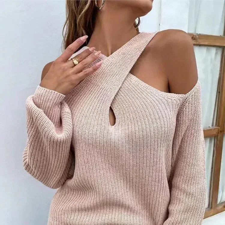 Isabella - Pull croisé décontracté à épaules dénudées
