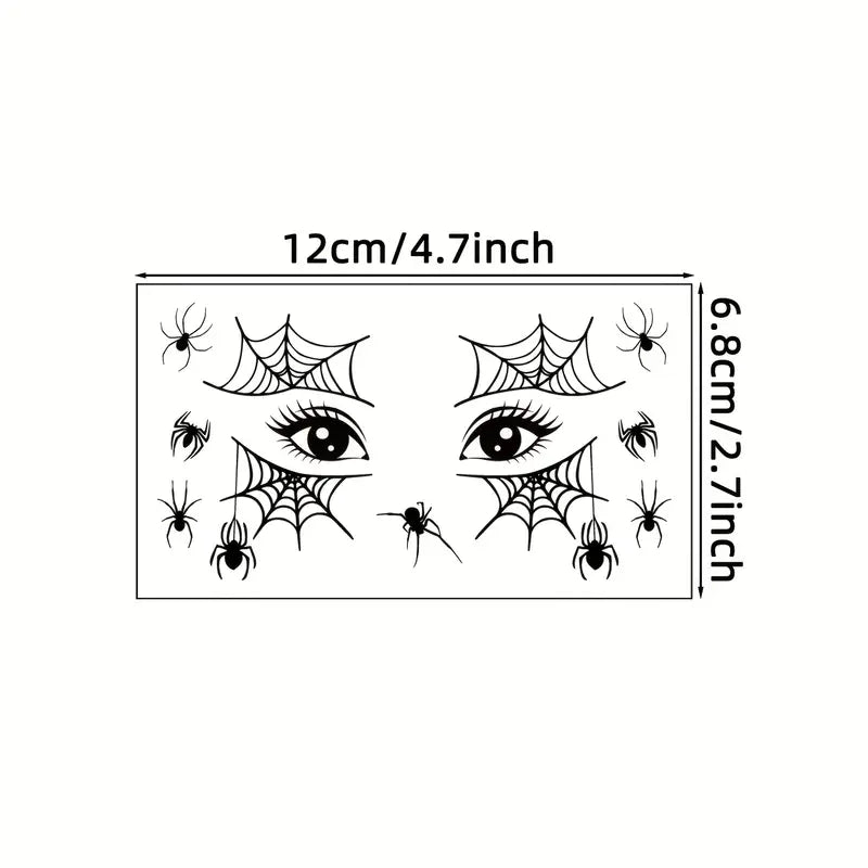 DarkAura | Pack de 10 tatouages faux pour Halloween – Motifs de toile d’araignée noire pour visage, bras et décoration de fête