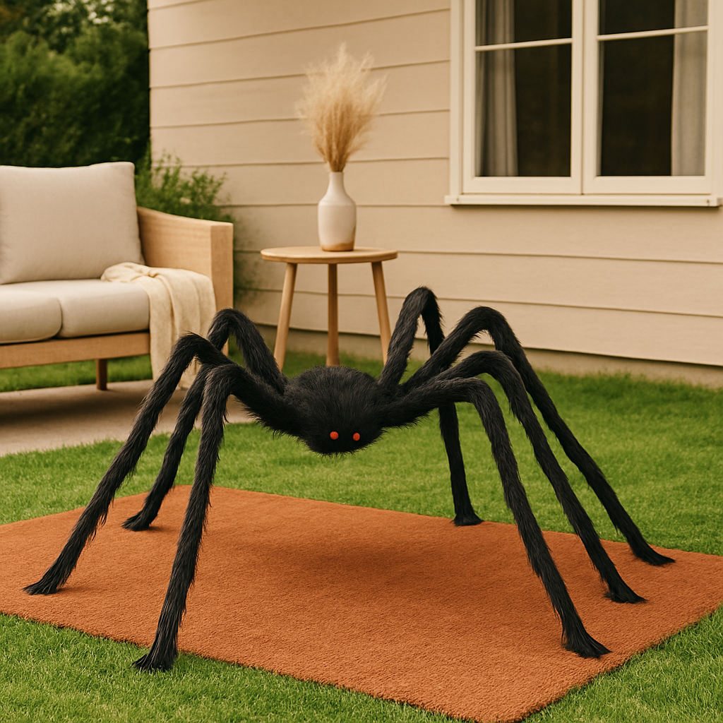 DarkCrawl Araignée géante de 150 cm – Décoration d'Halloween noire pour maison et jardin