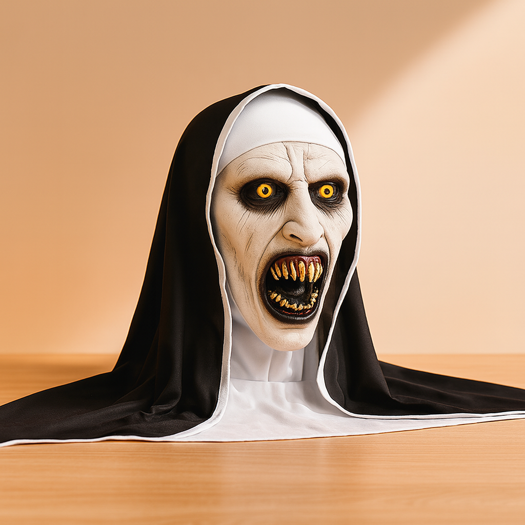 DarkVow Masque de Nonne d'Halloween – Masque en latex horrifique pour adultes