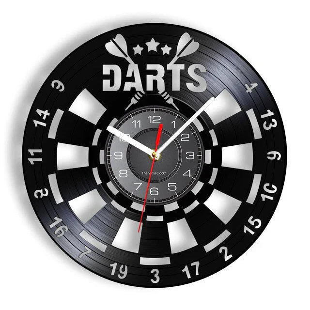 GameTime - Horloge murale vintage avec dartboard