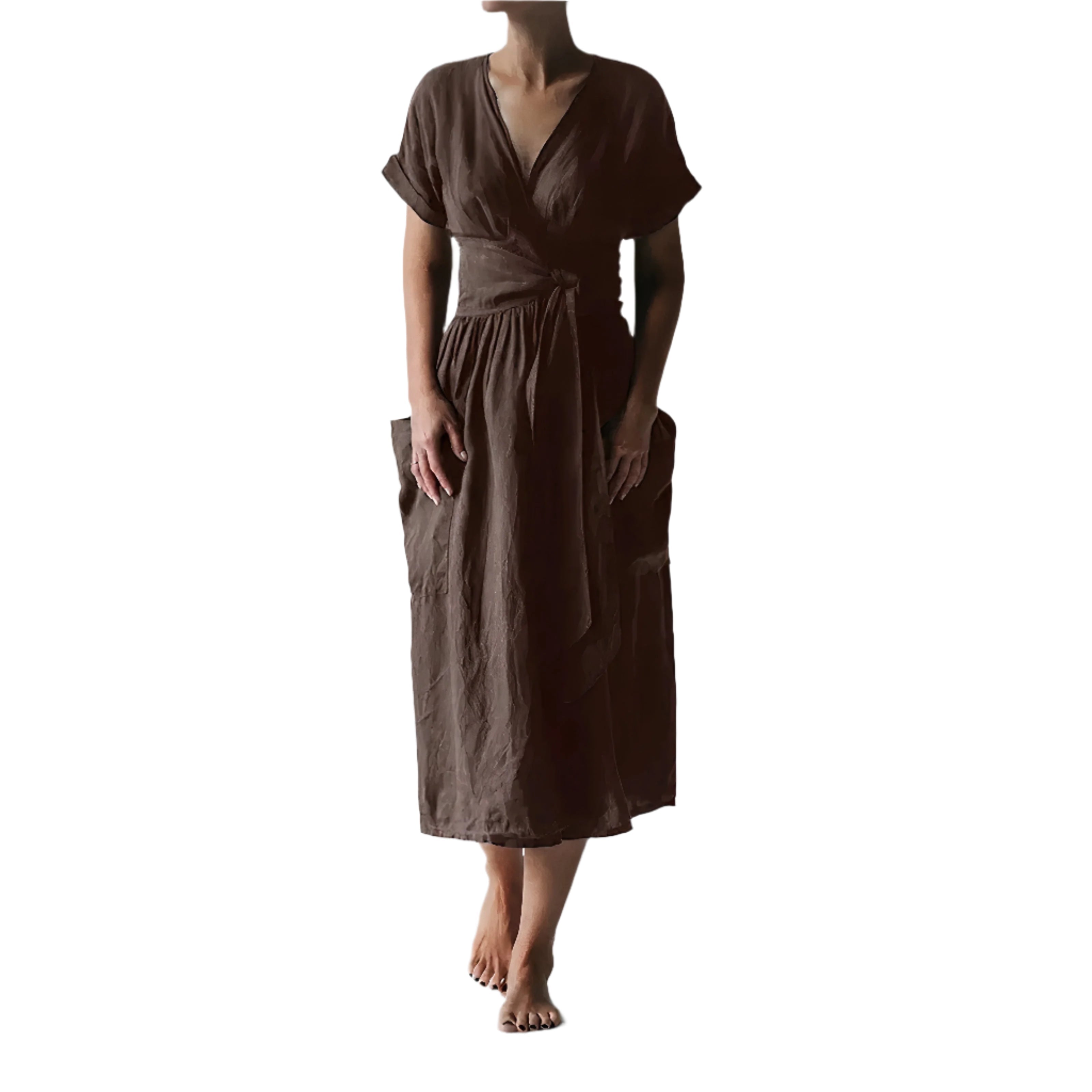 Matilda – Robe décontractée portefeuille avec décolleté en V et ceinture à la taille