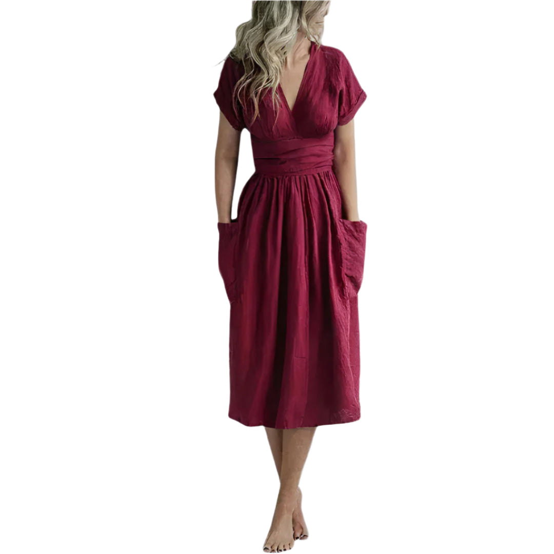 Matilda – Robe décontractée portefeuille avec décolleté en V et ceinture à la taille