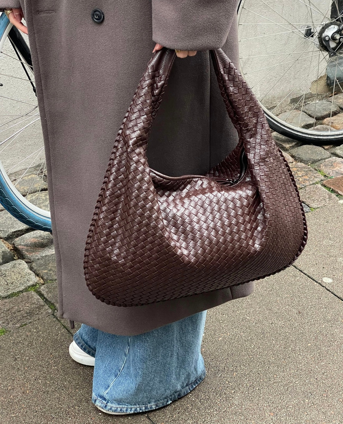 Marie - Sac hobo en cuir vegan tissé