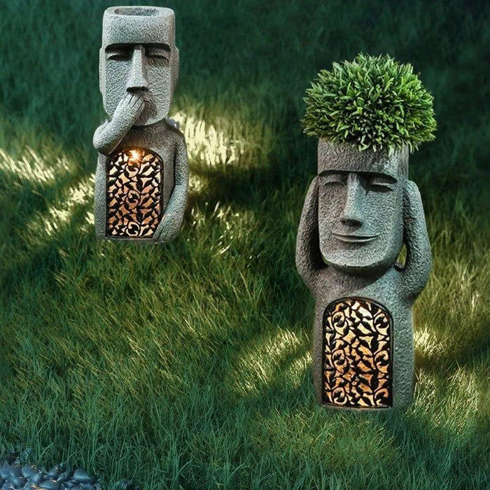 Décoration de jardin – Jardinière artistique avec lumière LED solaire