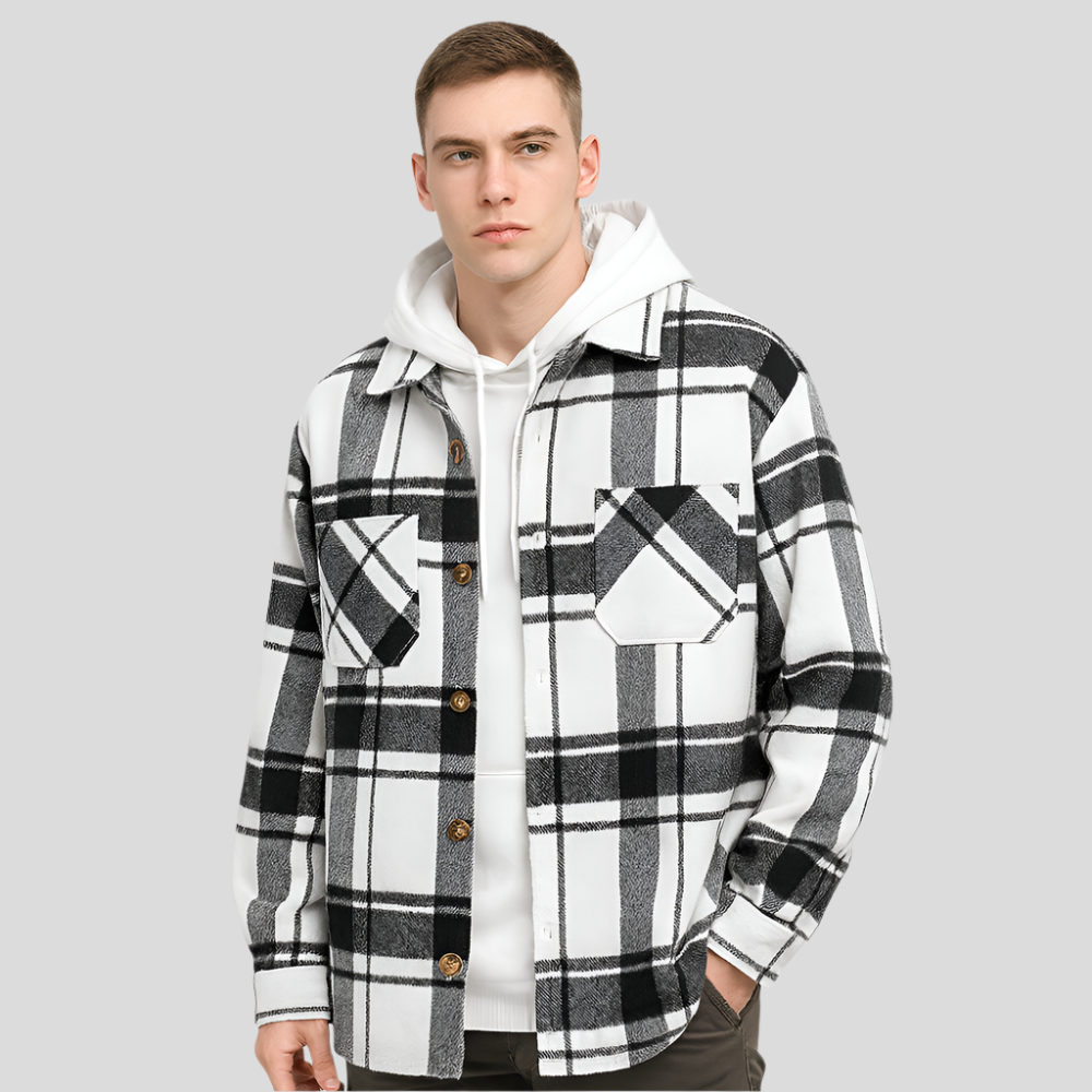 Veste décontractée à carreaux pour hommes Grayson – Blouson streetwear avec revers