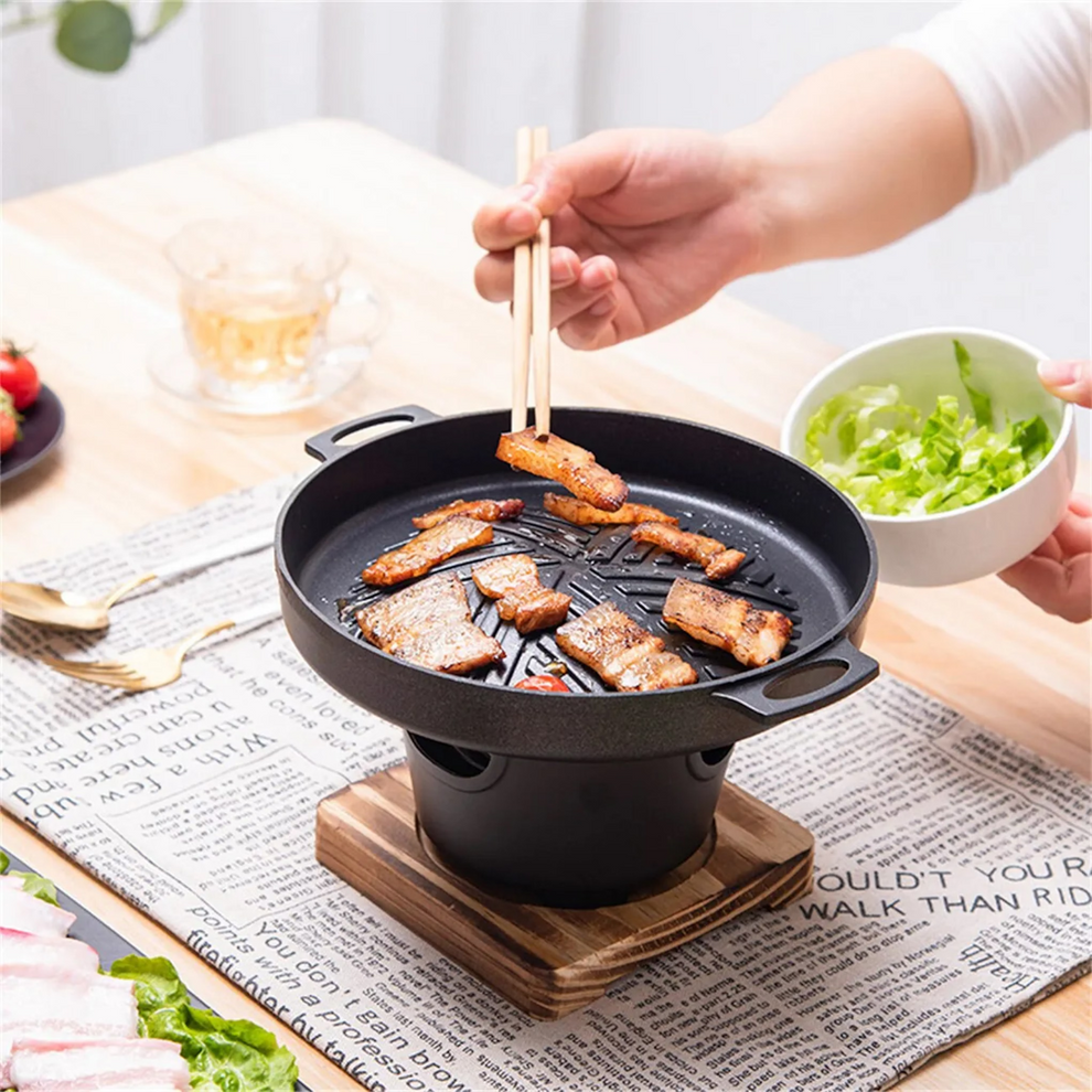 GrillMate - Barbecue portable avec base en bois