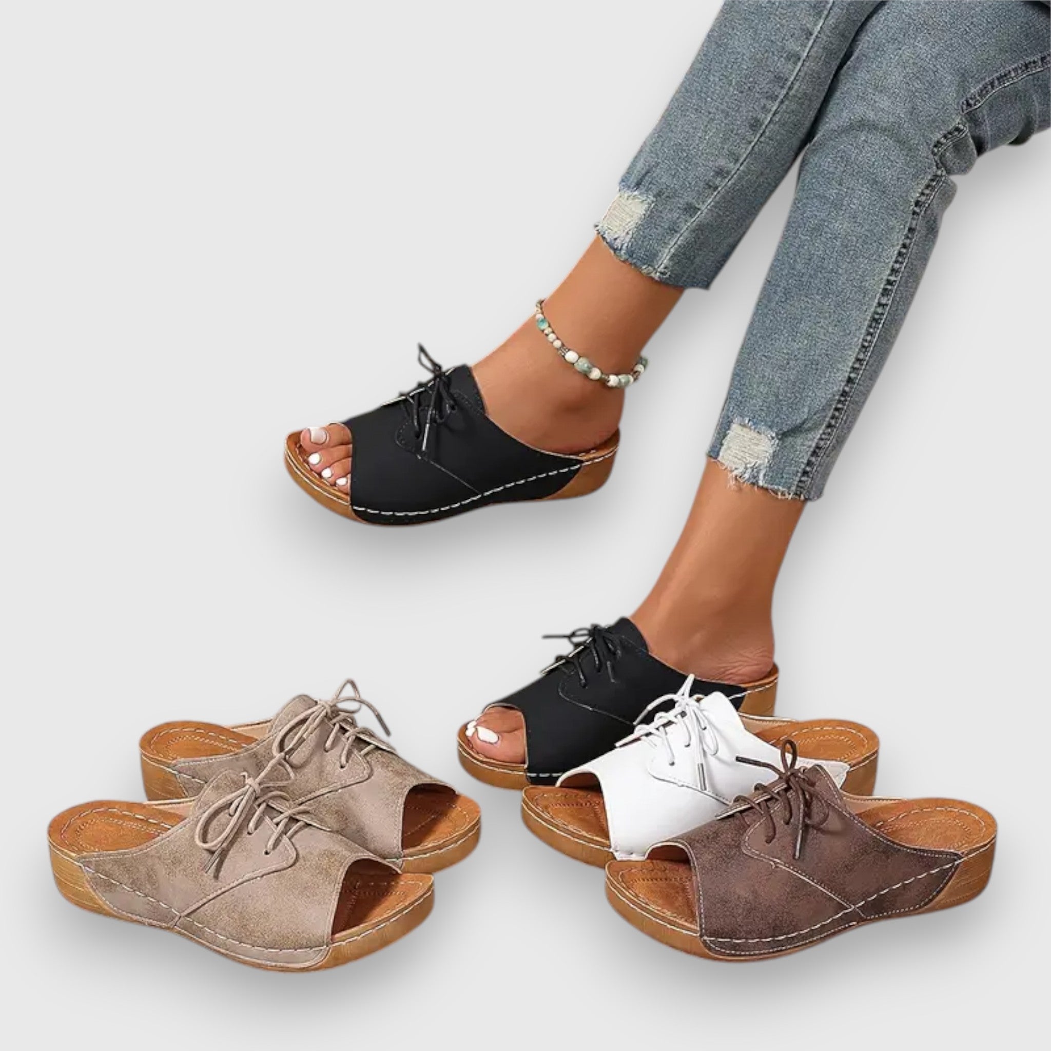 Marina - Sandales à talon ouvert Chikke avec lacets