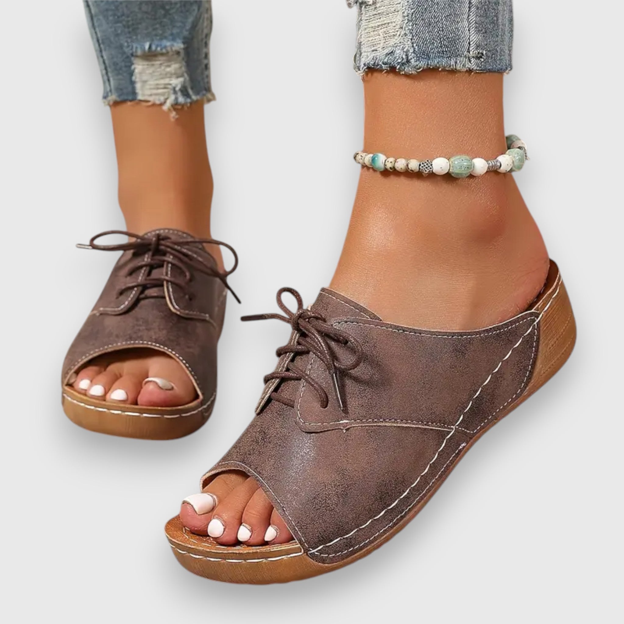 Marina - Sandales à talon ouvert Chikke avec lacets