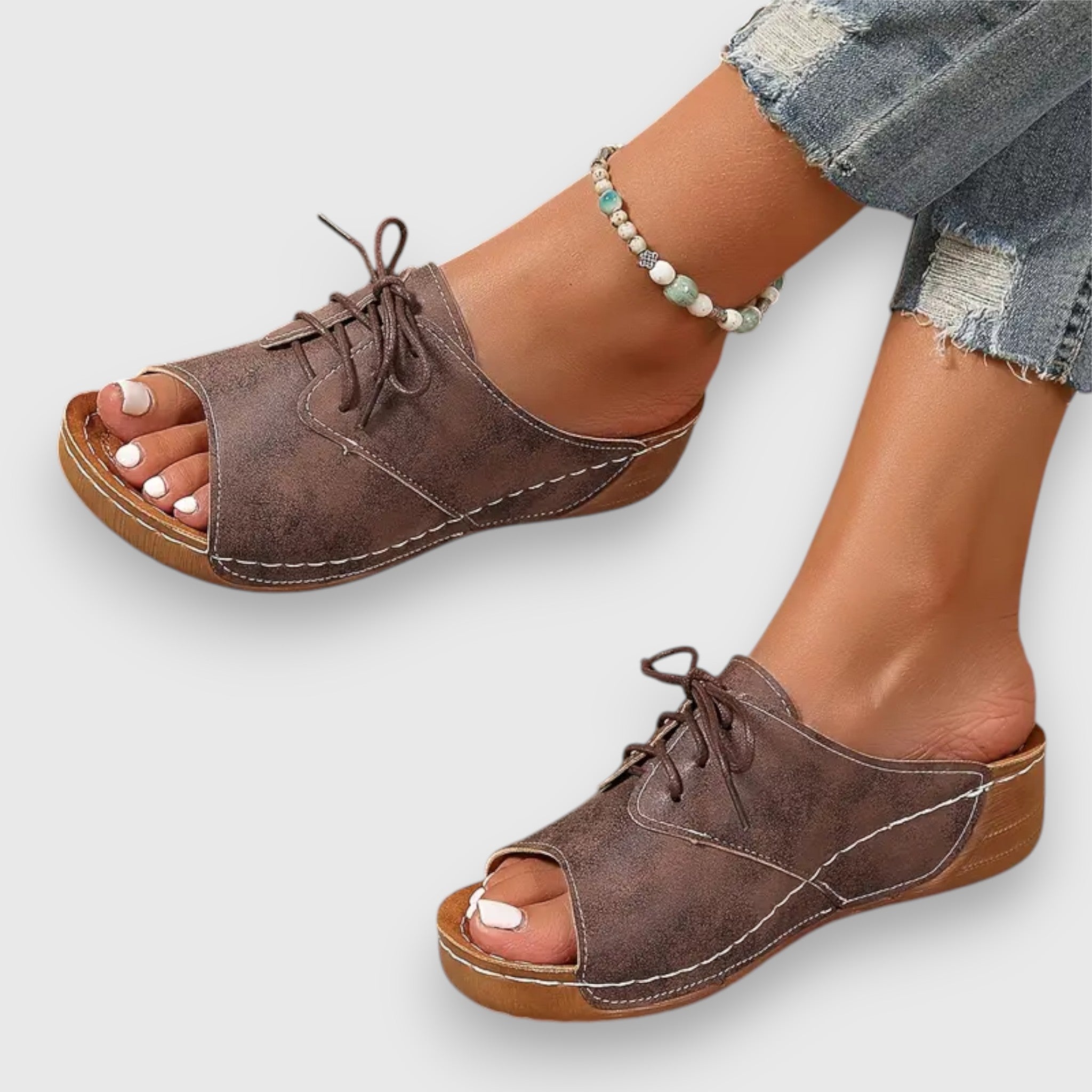 Marina - Sandales à talon ouvert Chikke avec lacets