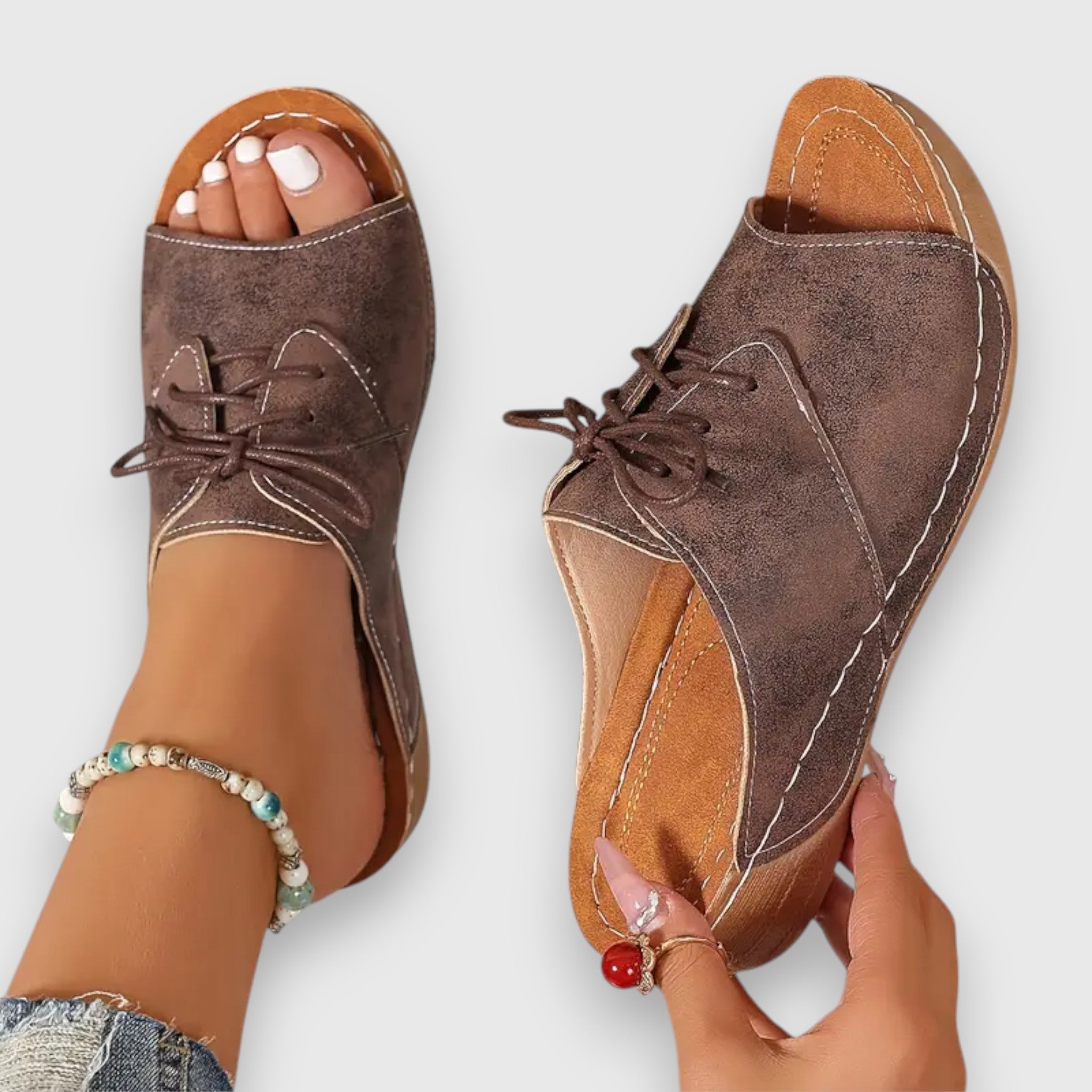 Marina - Sandales à talon ouvert Chikke avec lacets