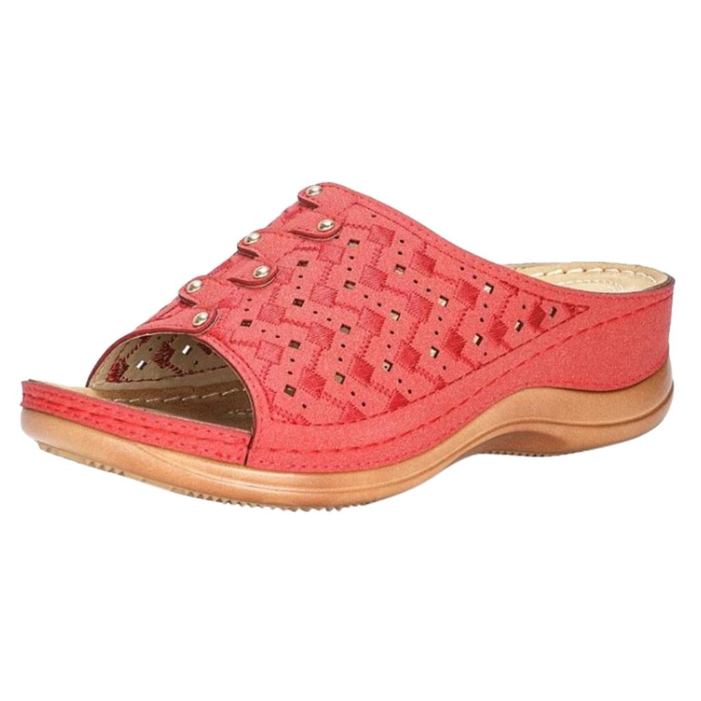 Deborah - Sandales compensées ouvertes à motif clouté