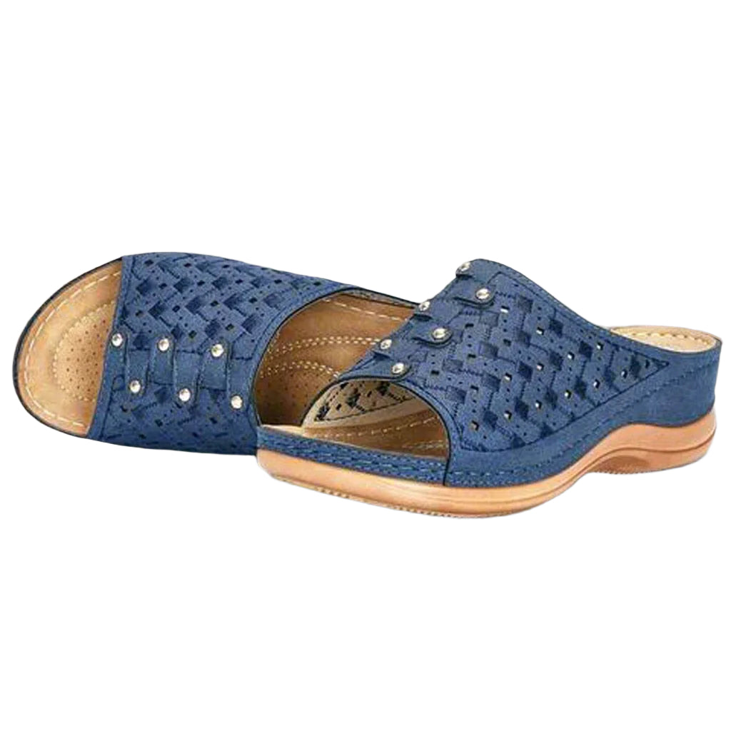 Deborah - Sandales compensées ouvertes à motif clouté