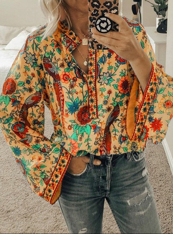 Blouse boho à imprimé floral Sienna – Élégante et Confortable