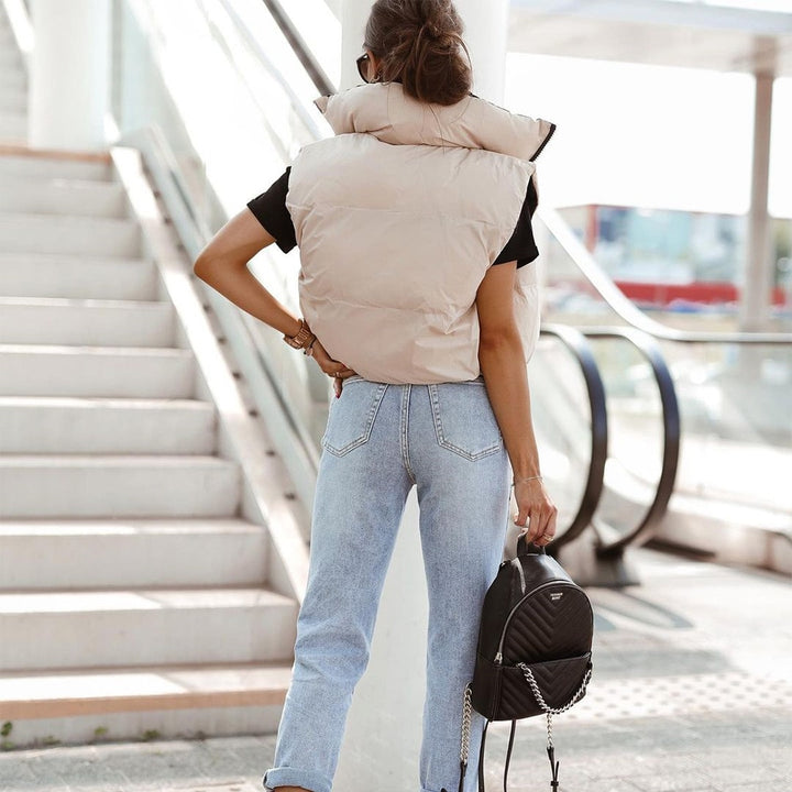 Nanna - Gilet sans manches courte avec col haut et fermeture éclair