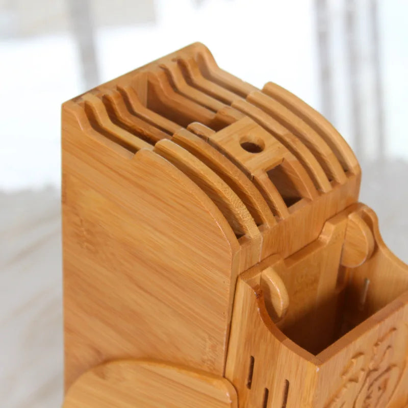Support de rangement en bambou pour couteaux