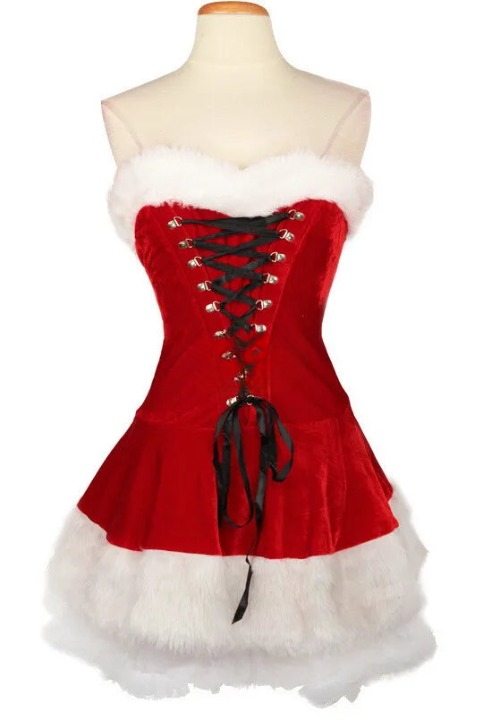 Robe de vacances en velours rouge costume de Noël du Père Noël