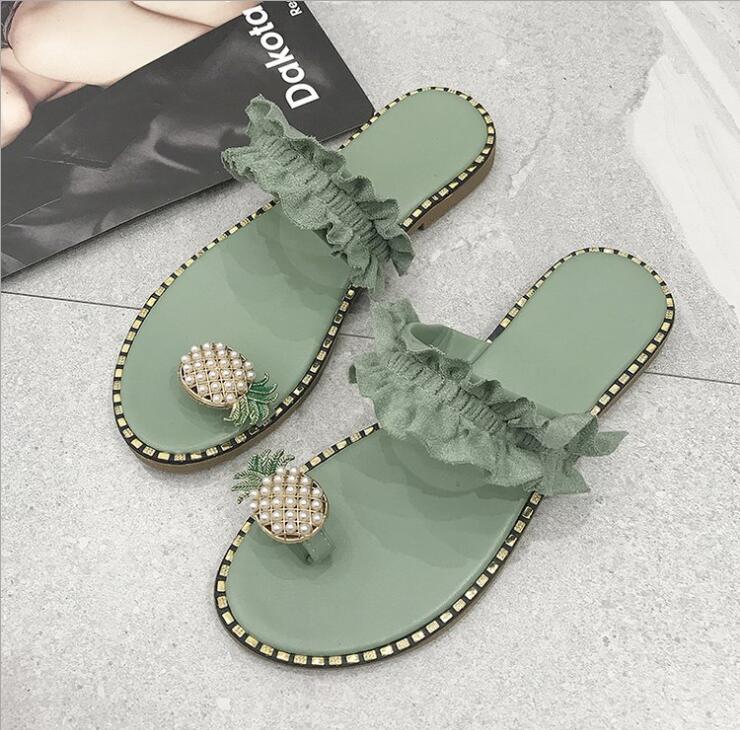 Eliza – Sandales élégantes avec bride à volants et ornements en perles ananas