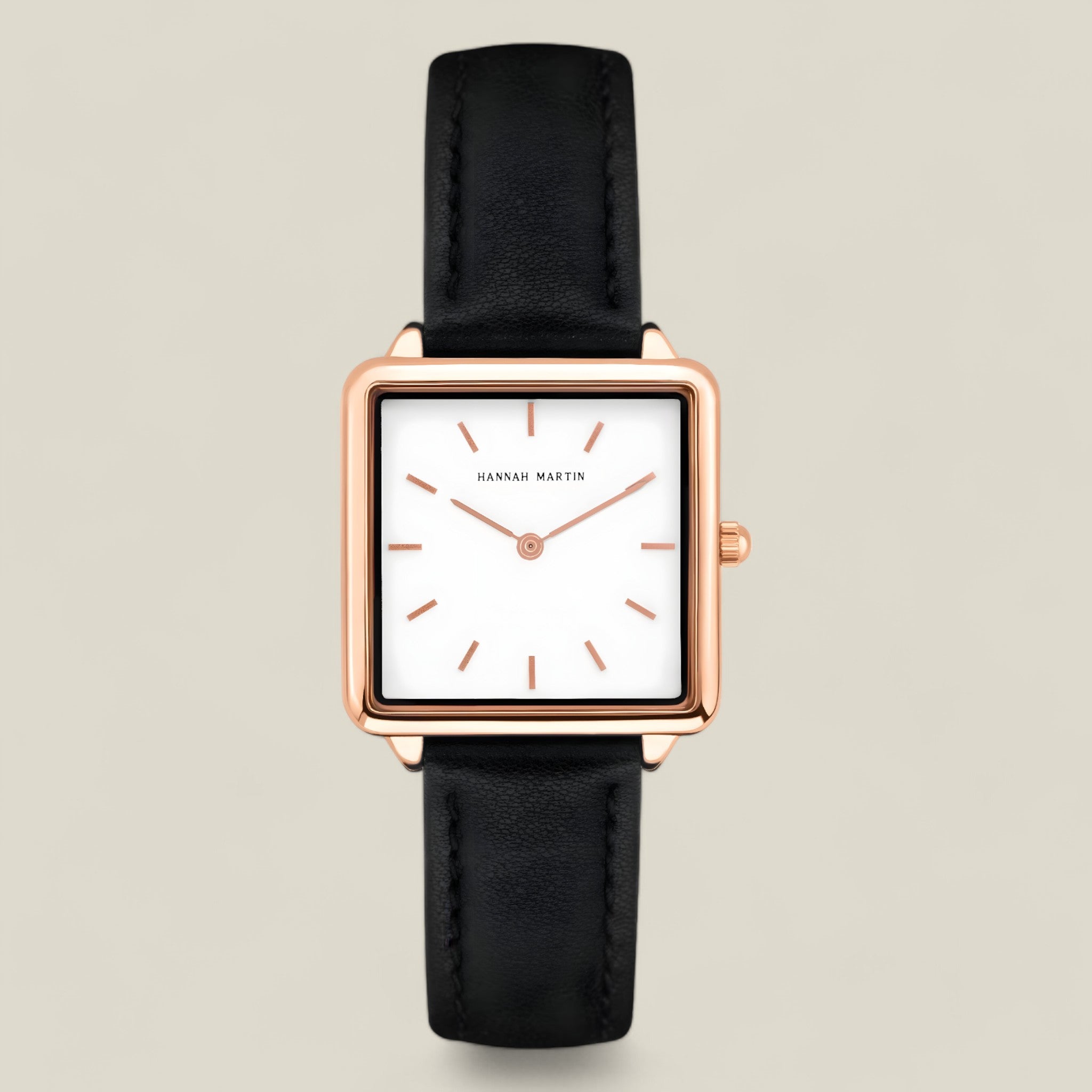 Hannah - Montre carrée élégante avec accents en or rose