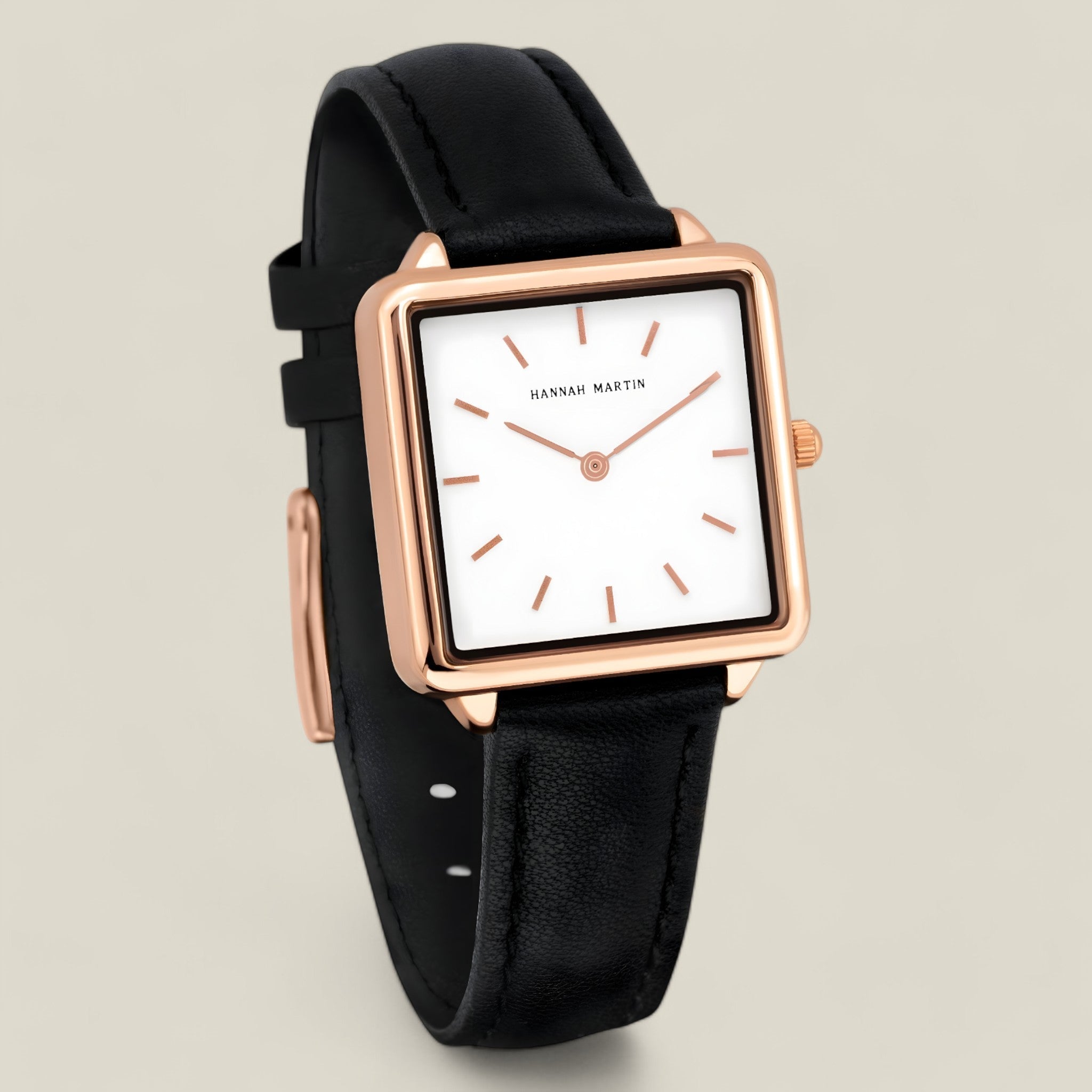 Hannah - Montre carrée élégante avec accents en or rose