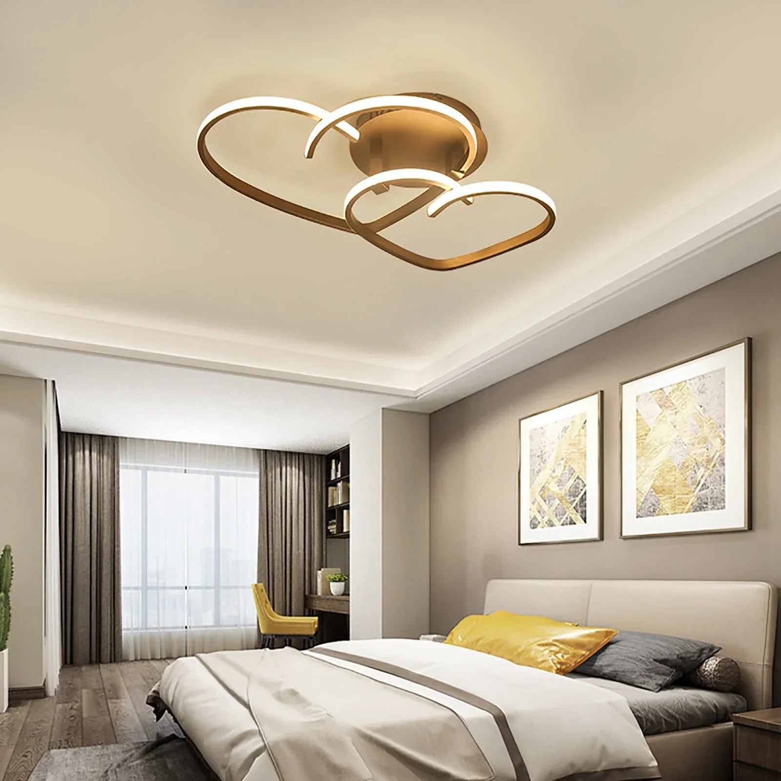 LumiHjerte Lampe de Plafond LED – Éclairage en Forme de Cœur Romantique pour des Espaces Agréables